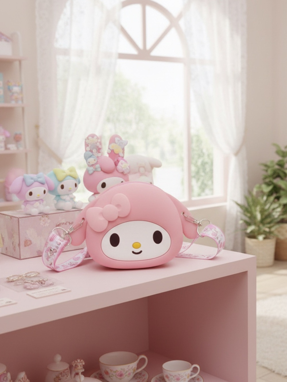 My Melody Mini Crossbody Coin Purse Bag Adjustable Strap NWT